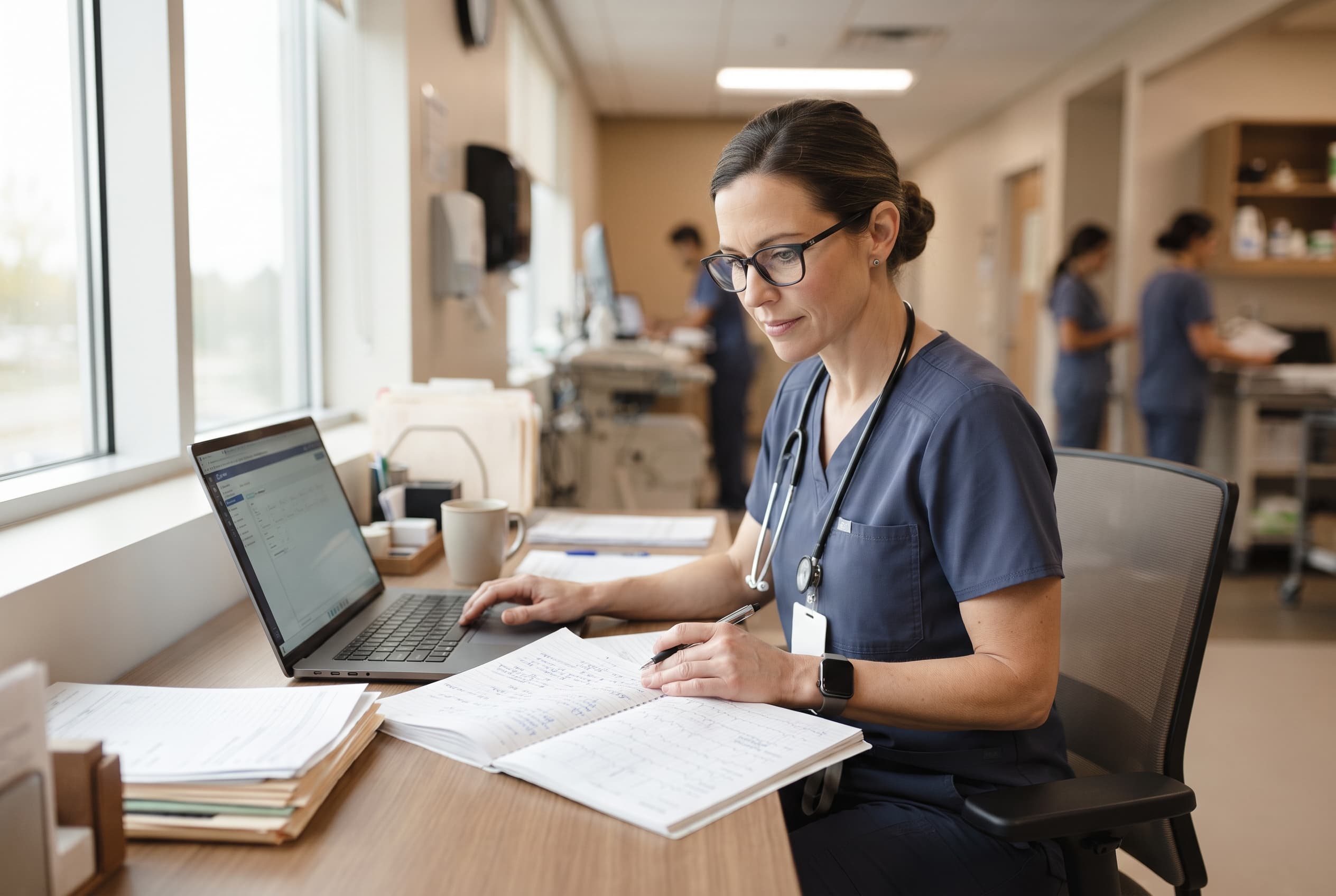 A licensed provider reviews a veteran's medical records
